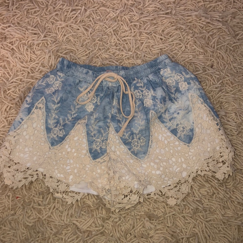 Crochet shorts with tie front